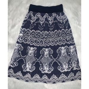 White and Navy Blue Lace Skirt